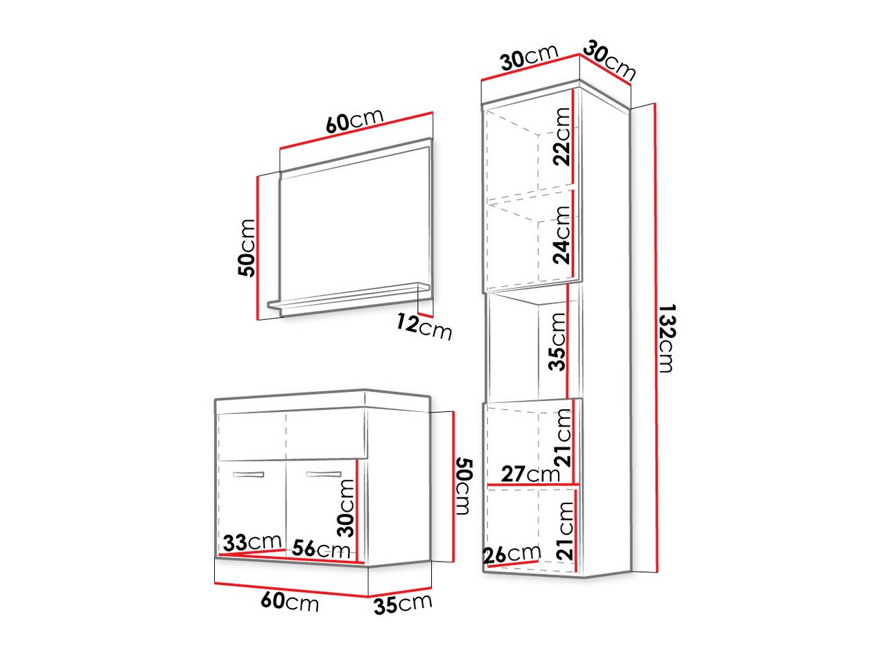 Набор для ванной комнаты Sarasota 122 (Дуб вотан + Глянцевый белый)