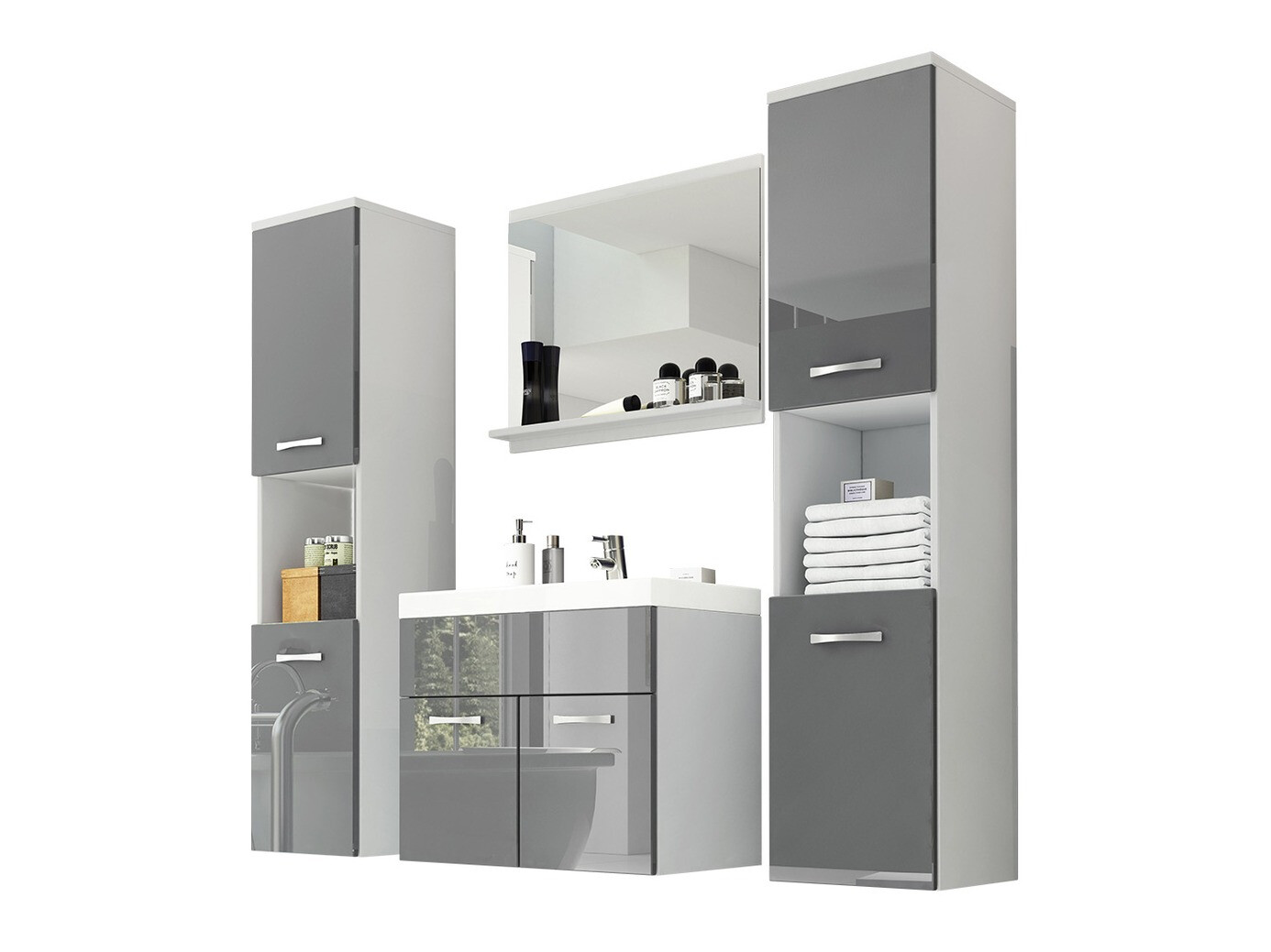 Набор для ванной комнаты Sarasota 123 (Белый + Глянцевый серый)