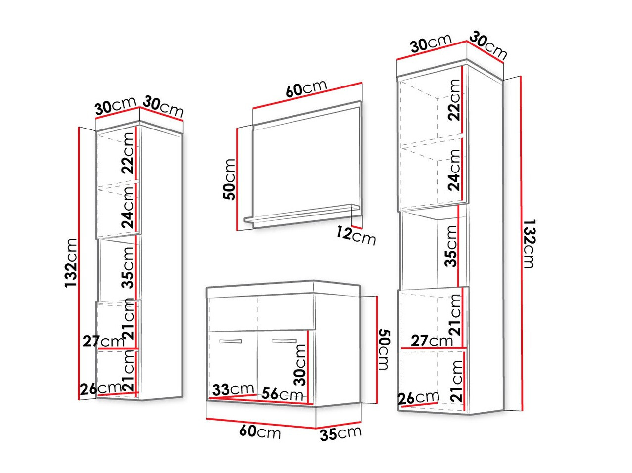 Набор для ванной комнаты Sarasota 123 (Дуб вотан)
