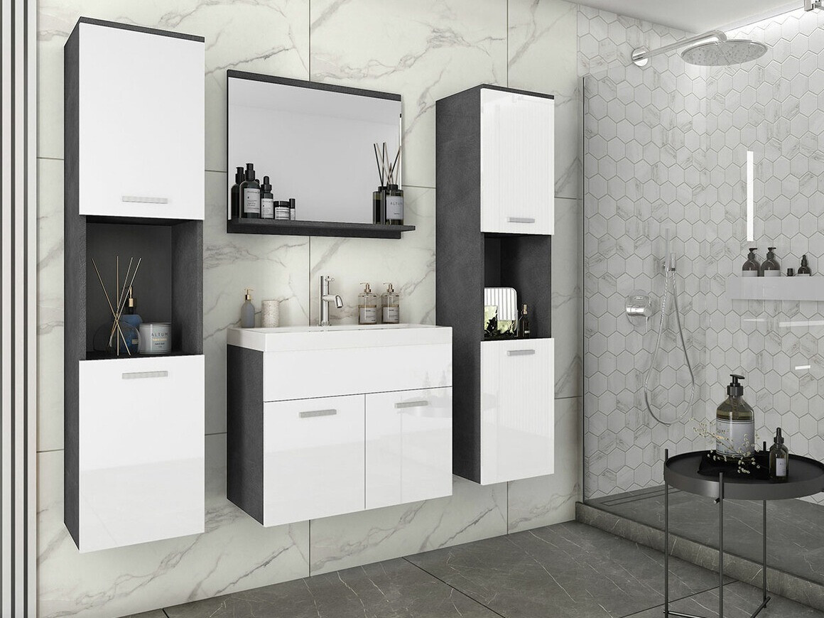 Набор для ванной комнаты Sarasota 123 (Матера серый + Глянцевый белый)