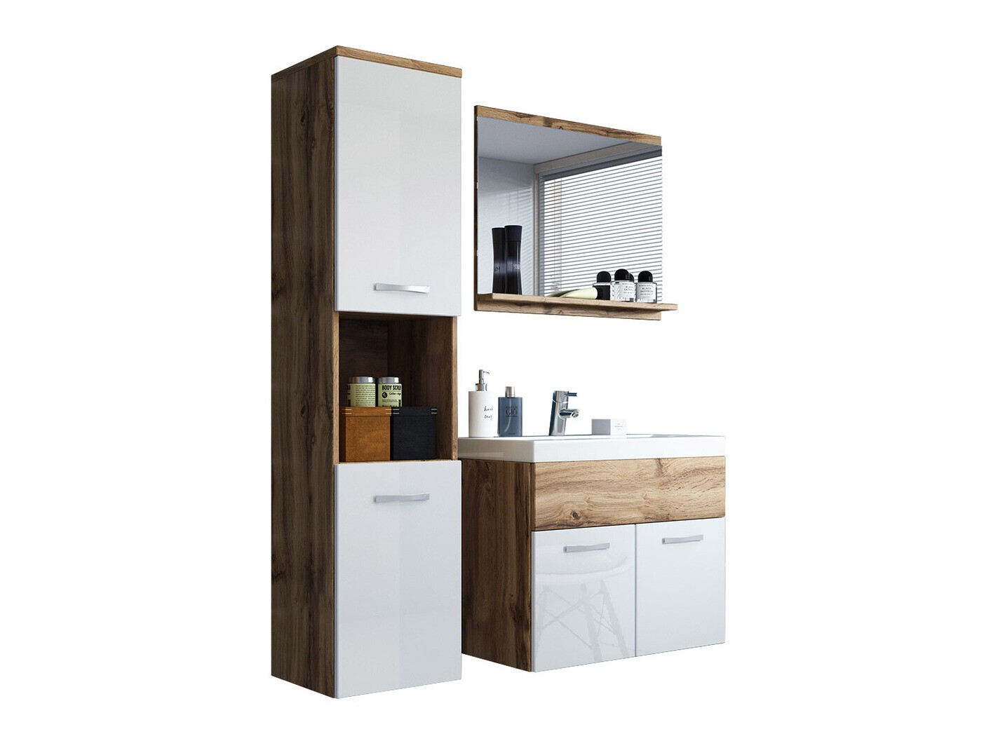 Vannas komplekts Sarasota 122 (Votan ozols + Glancēts balts)