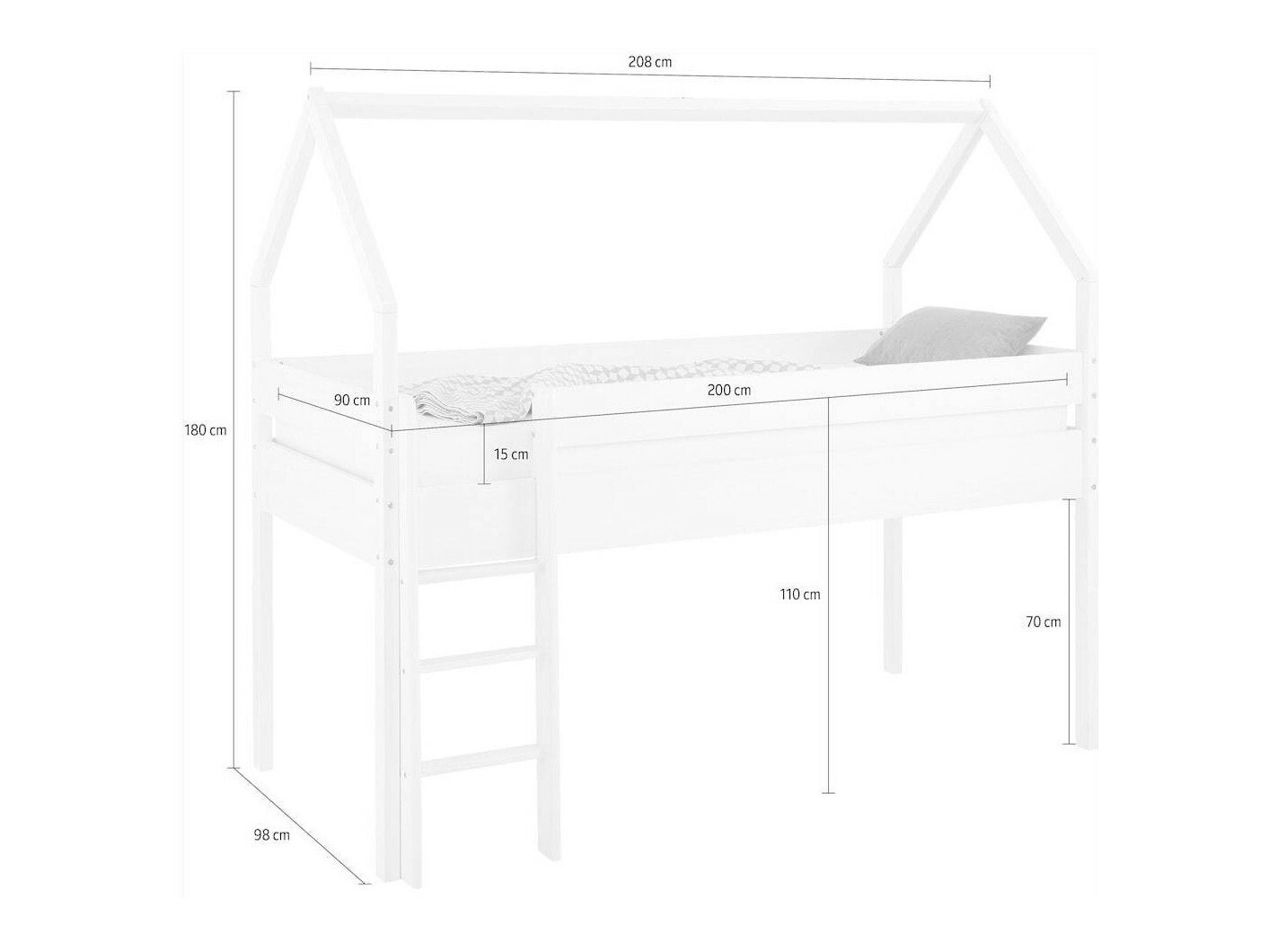 Высокая кровать Ruvfiva 106 (Белый)