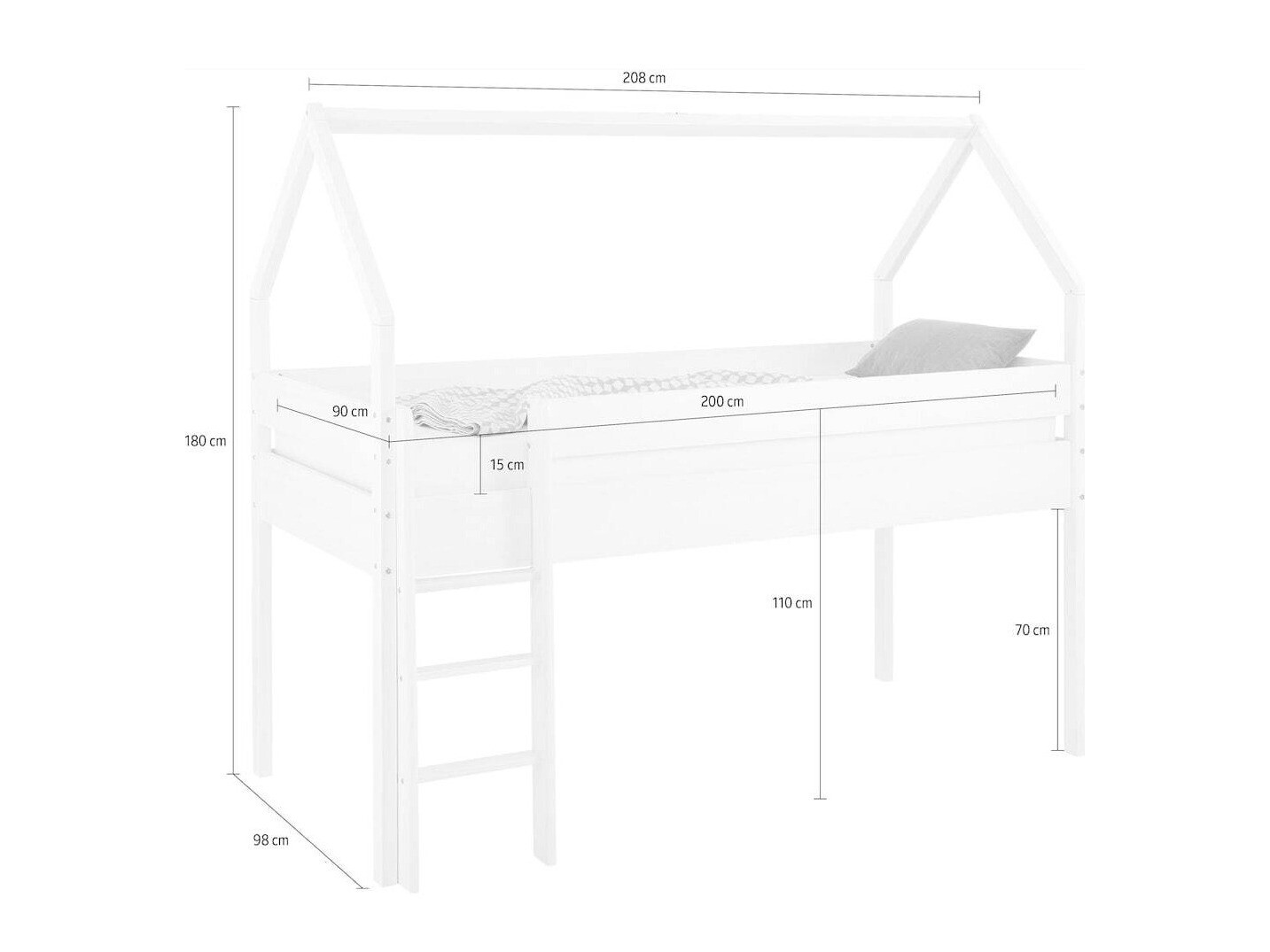 Высокая кровать Ruvfiva 106 (Сосна)