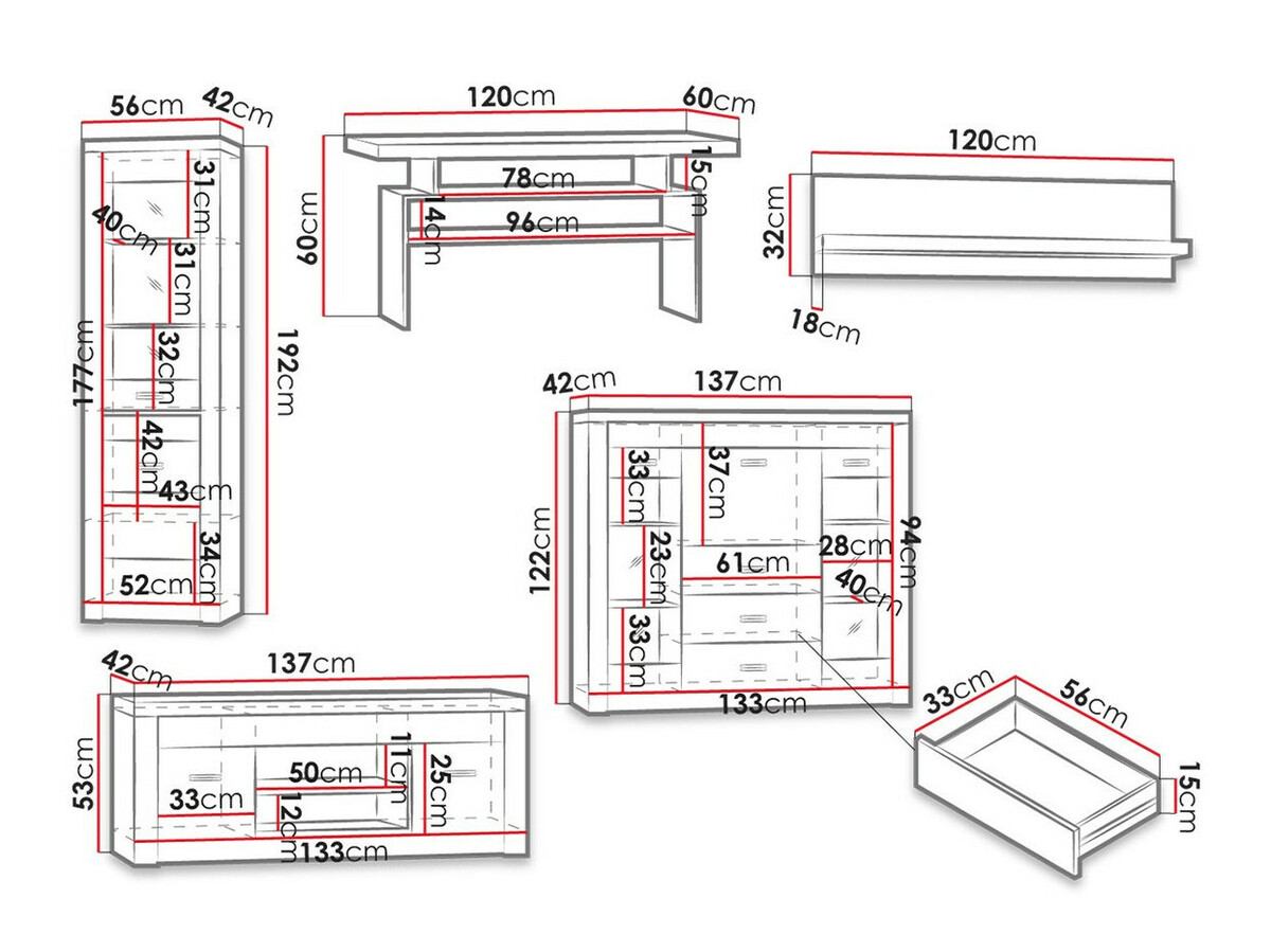 Набор для гостиной Serfeno 122 (Крафт белый)