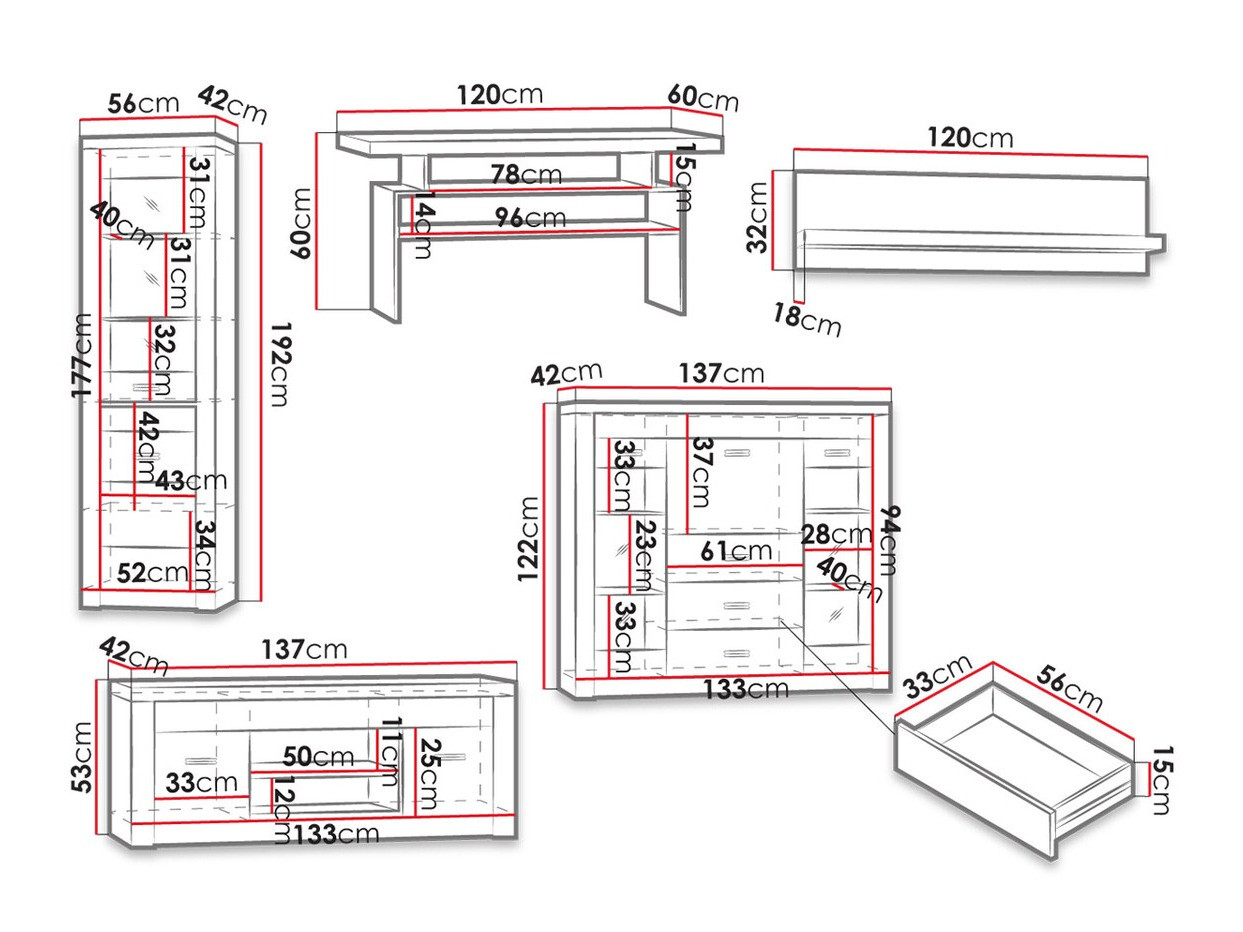 Набор для гостиной Serfeno 122 (Темный пепел)
