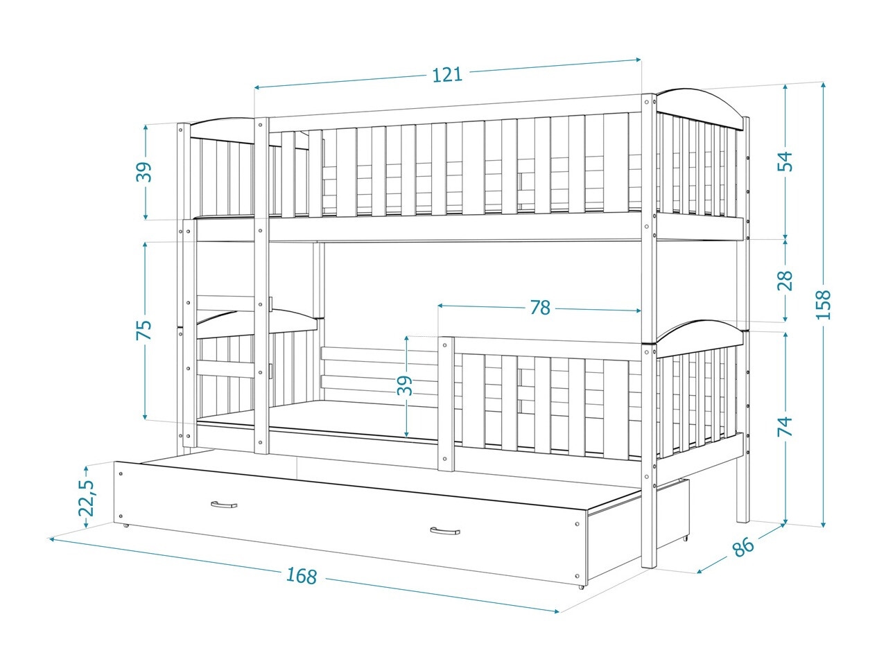 Двухъярусная кровать Aurora 104 (Белый)