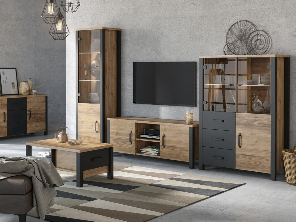 Стеллаж Tornua 101 (Темная ель + Матовый черный)