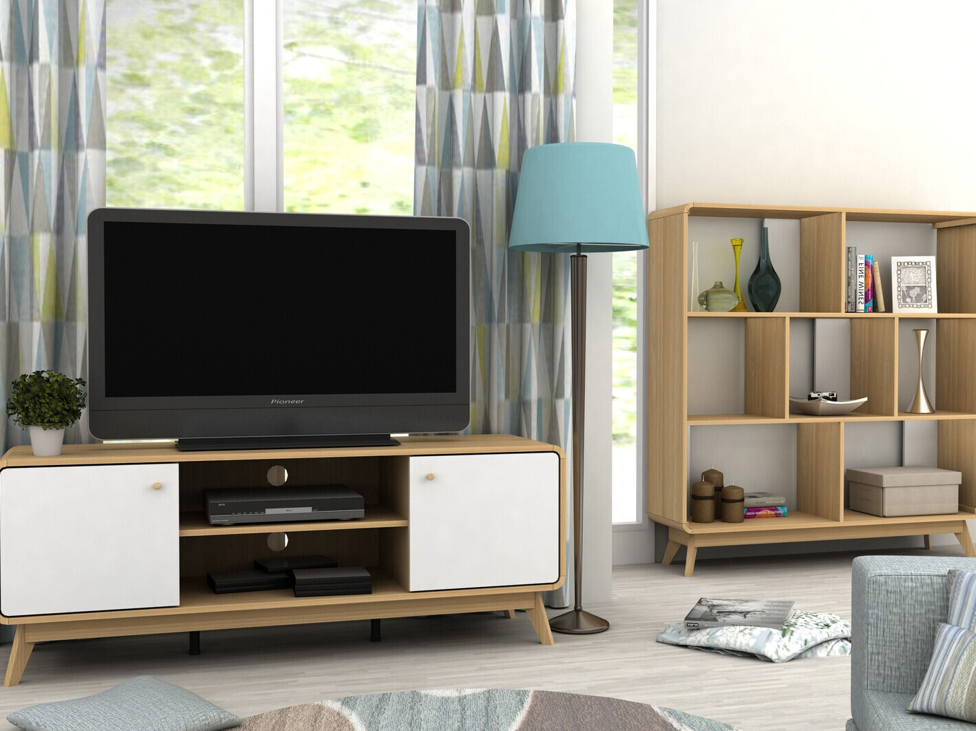 TV galds Elbtena 107 (Ozols + Balts)