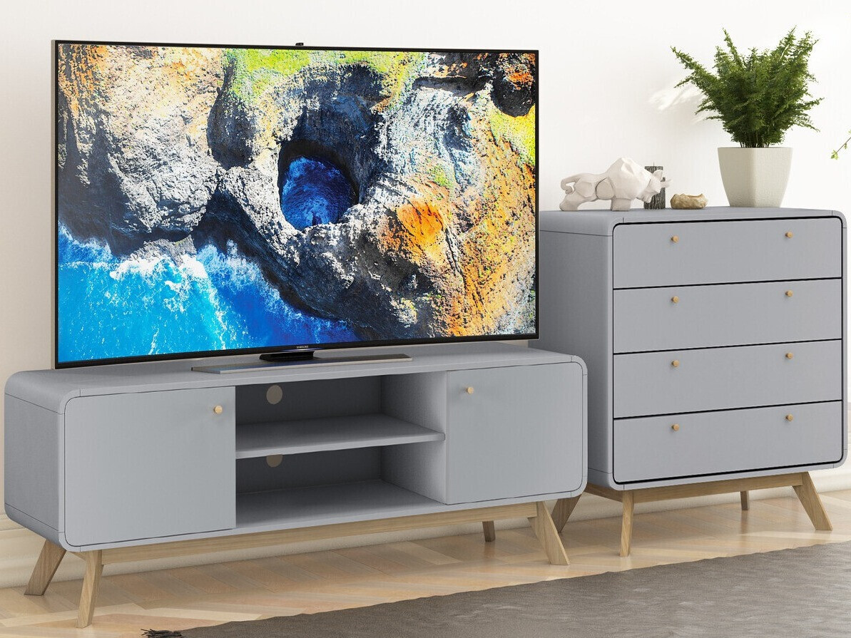 TV galds Elbtena 107 (Pelēks + Ozols)