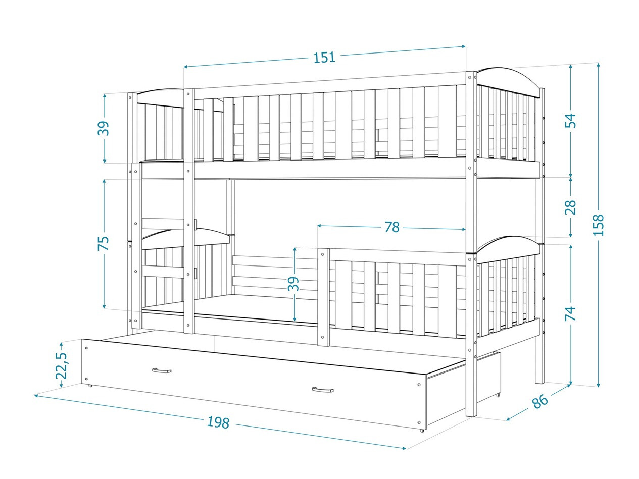 Двухъярусная кровать Aurora 105 (Белый)