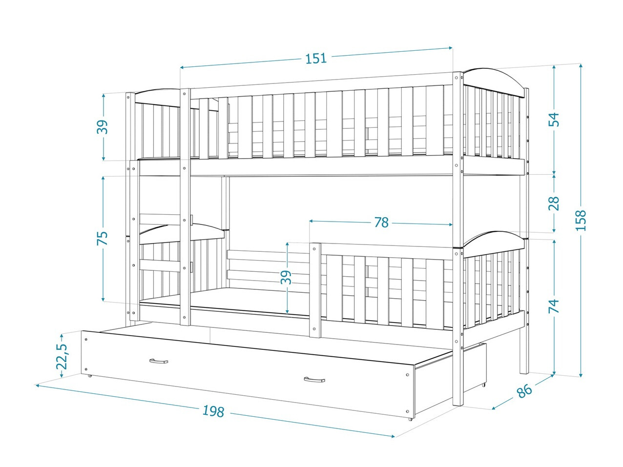 Двухъярусная кровать Aurora 105 (Белый)