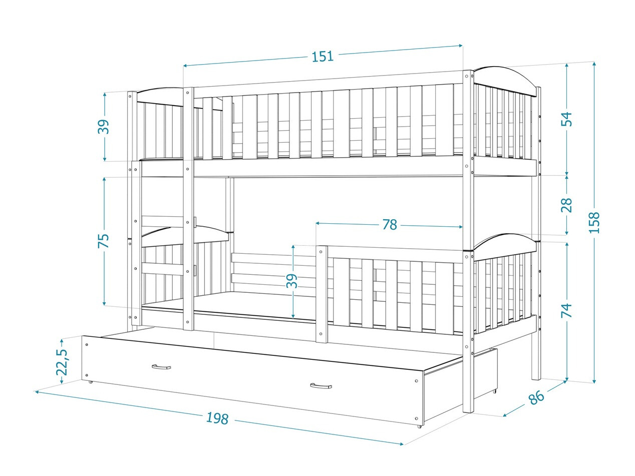Двухъярусная кровать Aurora 105 (Серый)