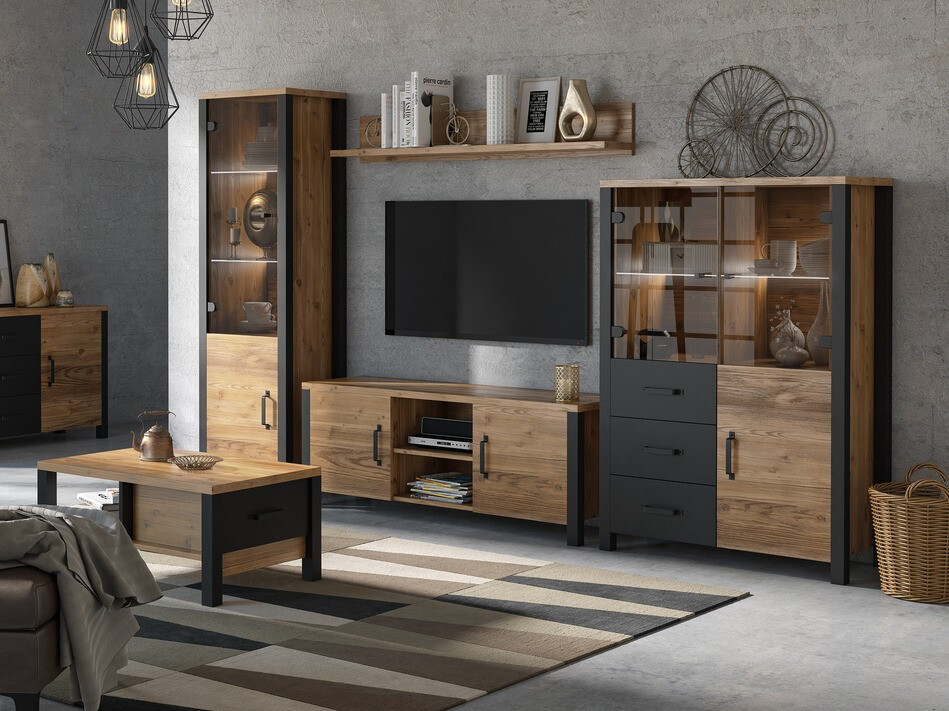 Стеллаж Tornua 105 (Темная ель + Матовый черный)