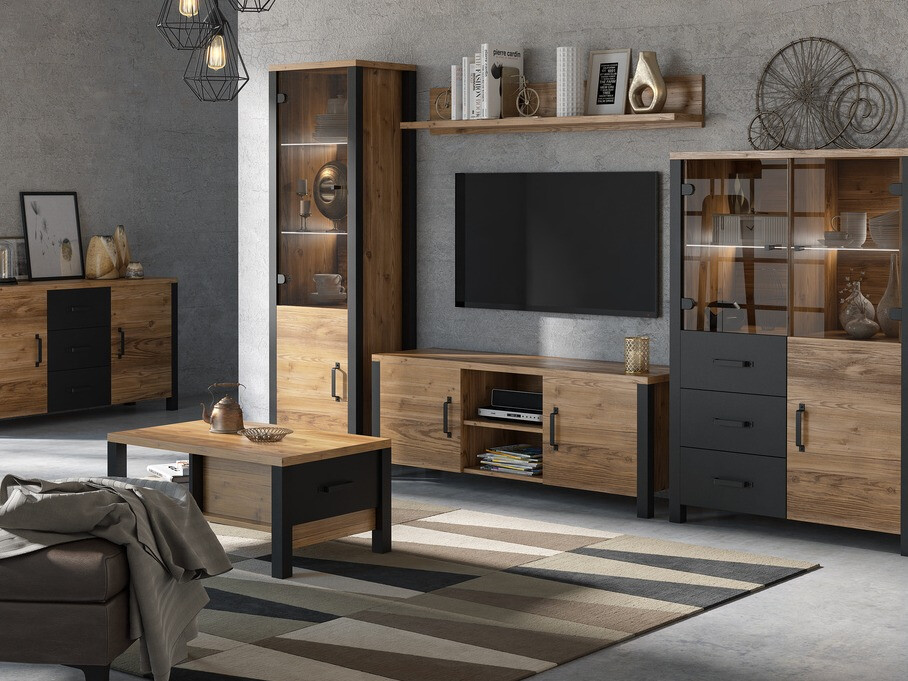 Žurnālu galdiņš Tornua 107 (Tumšā egle + Matēts melns)