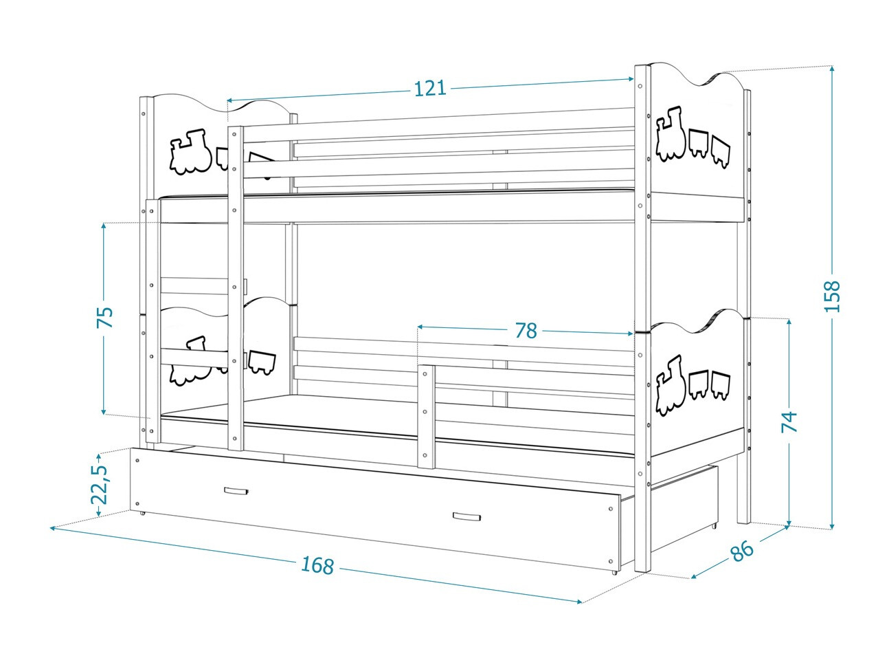 Divstāvu gulta Aurora 110 (Balts)