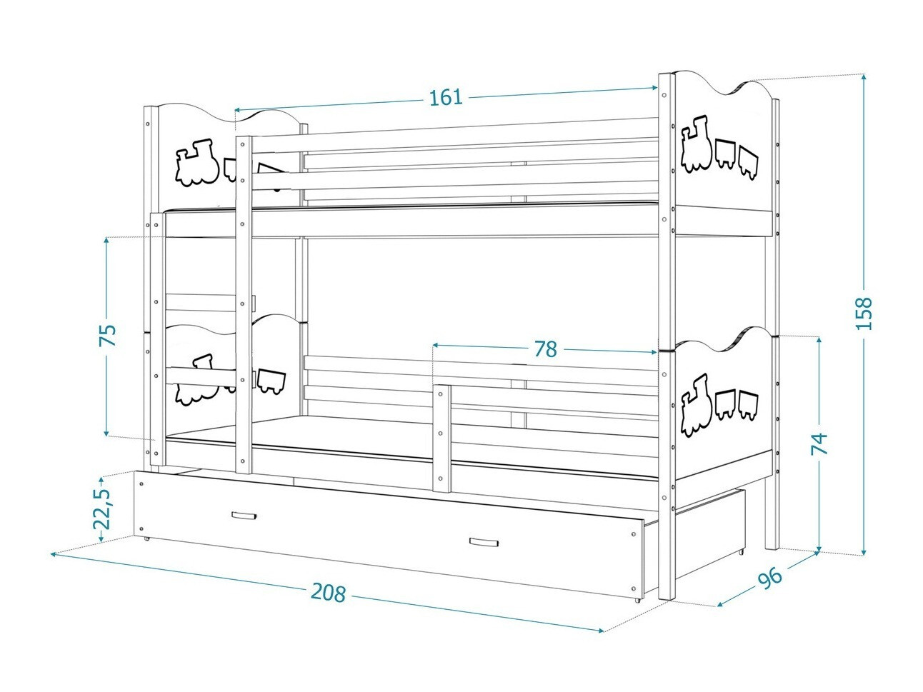 Divstāvu gulta Aurora 112 (Balts)
