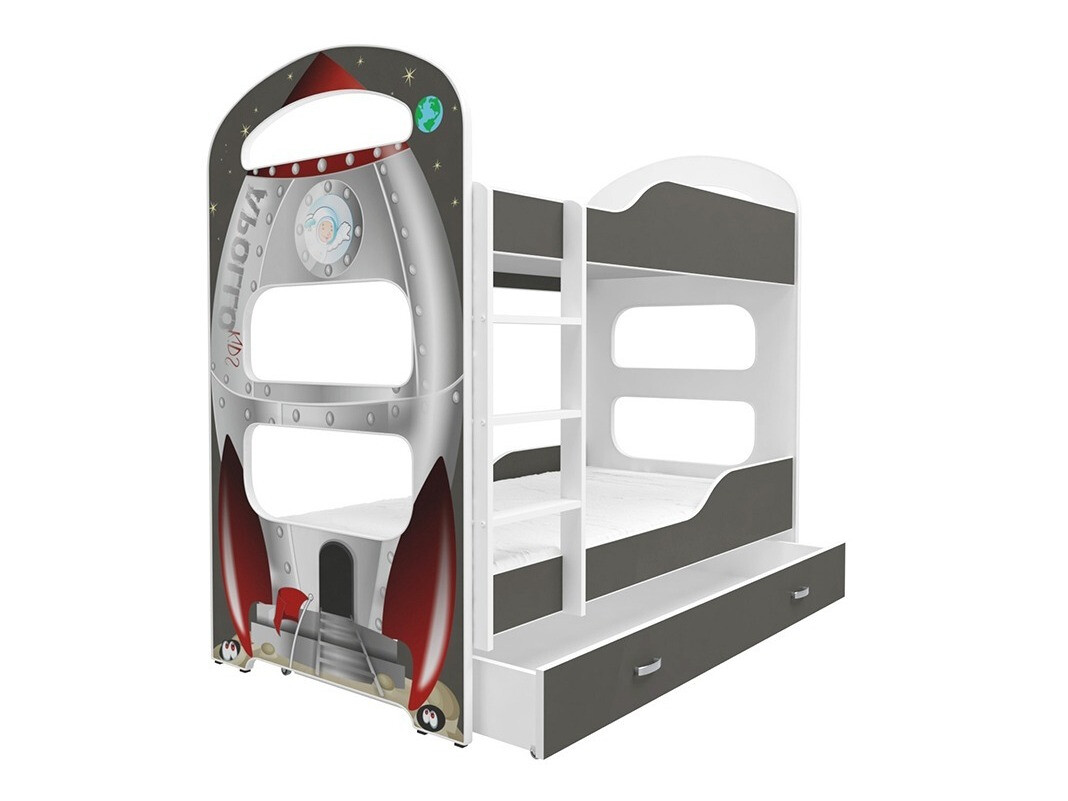 Divstāvu gulta Aurora 116 (Balts + Pelēks)