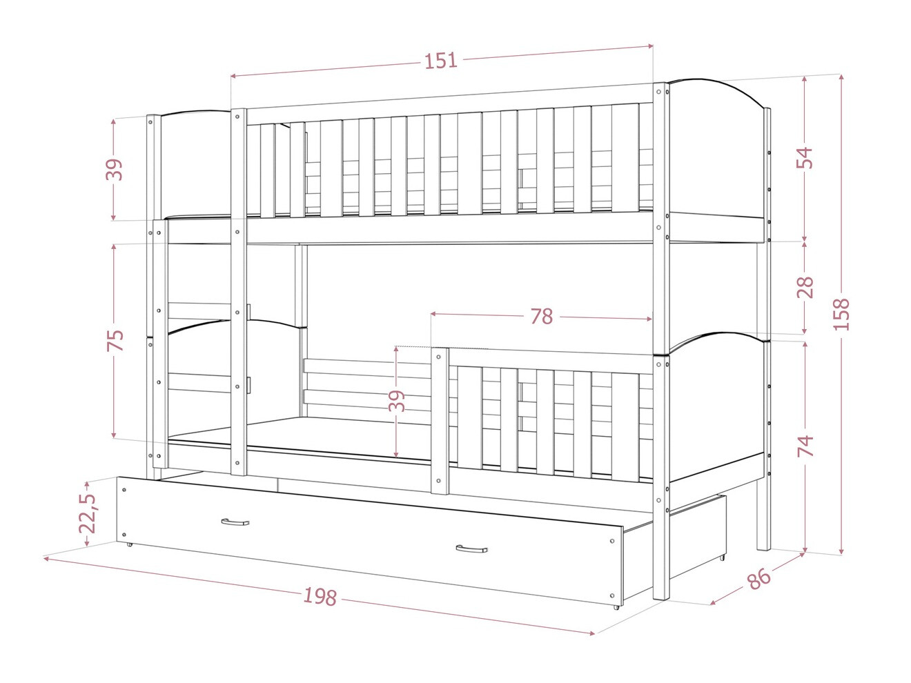 Двухъярусная кровать Aurora 113 (Белый)