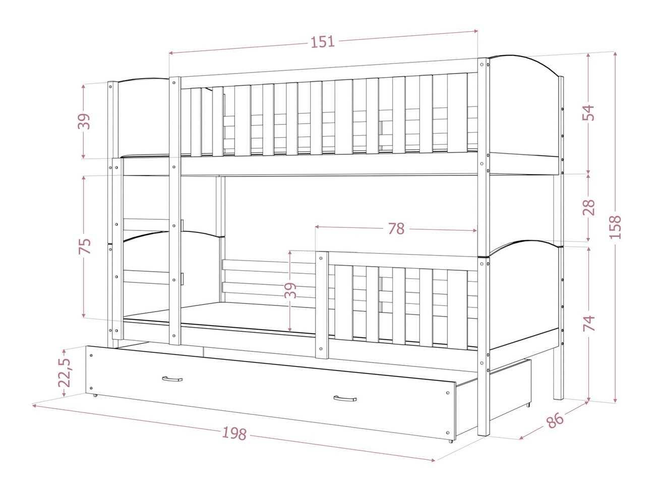 Двухъярусная кровать Aurora 113 (Белый)