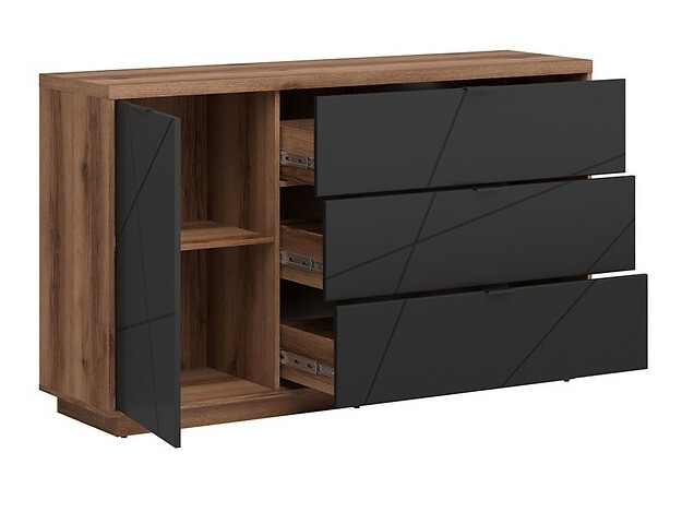 Kомод Fivale 100 (Темный дуб делано + Матовый черный)