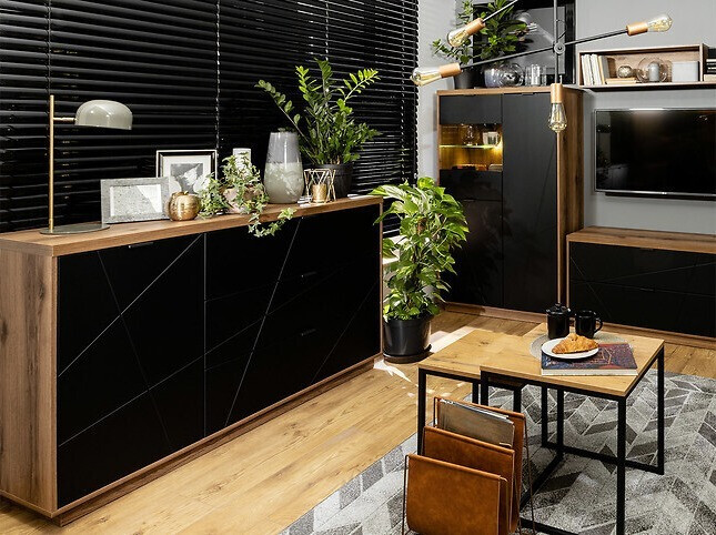 Kомод Fivale 100 (Темный дуб делано + Матовый черный)