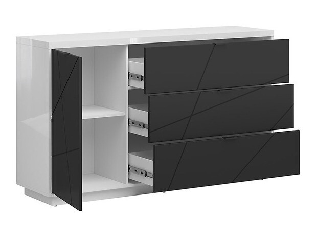 Kumode Fivale 100 (Glancēts balts + Matēts melns)