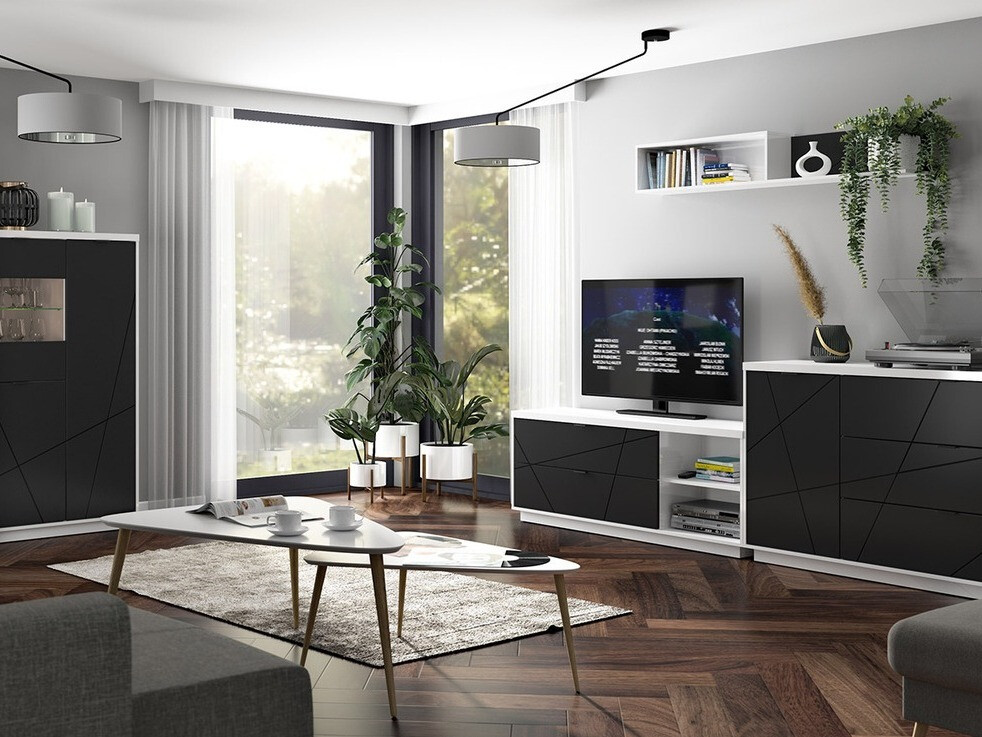 Kumode Fivale 100 (Glancēts balts + Matēts melns)