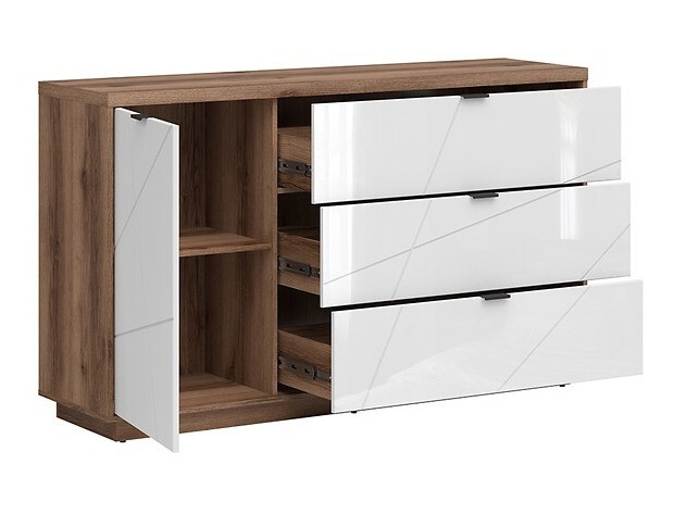 Kumode Fivale 100 (Tumšs delano ozols + Glancēts balts)