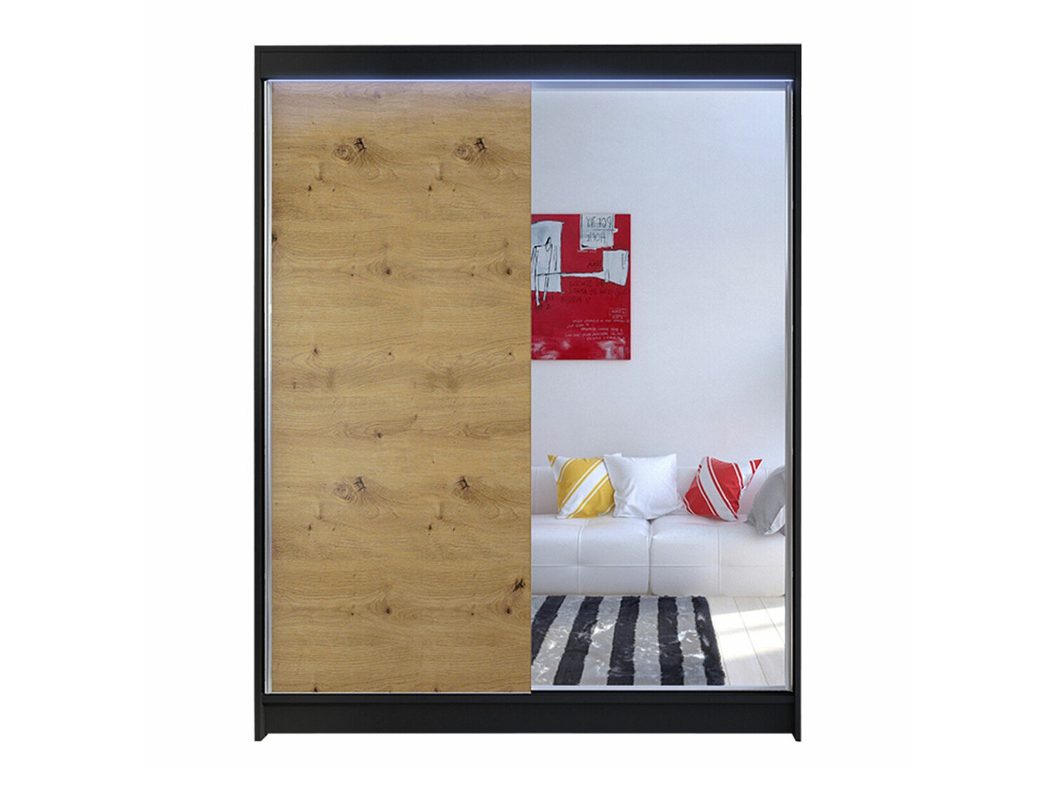 Skapis Closico Vastor I (Melns + Artisan ozols)