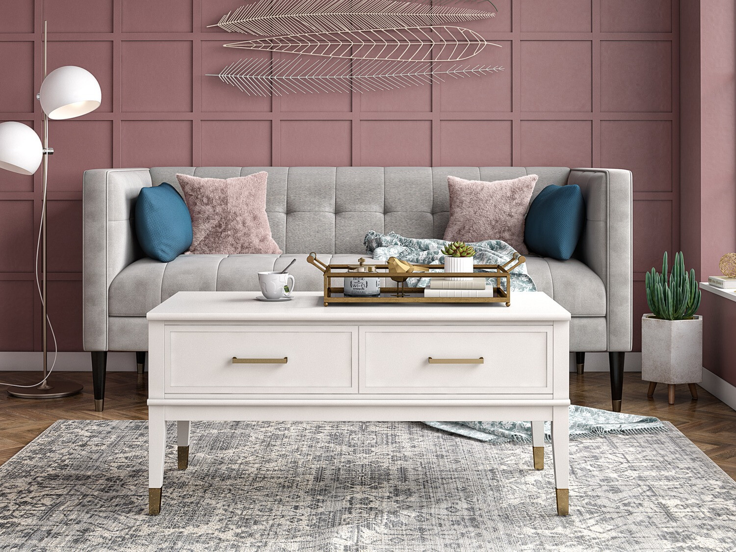 Žurnālu galdiņš transformeris CosmoLiving by Cosmopolitan Belromu 105 (Balts)