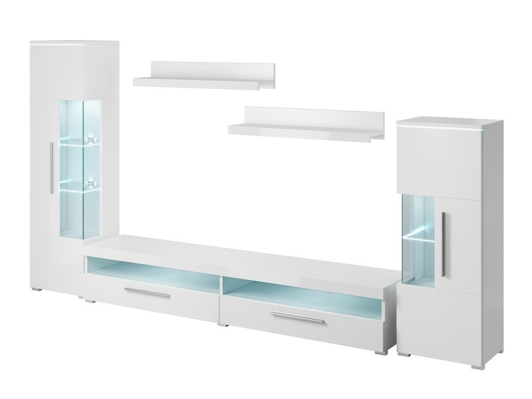 Viesistabas komplekts Torvire 107 (Balts + Glancēts balts)