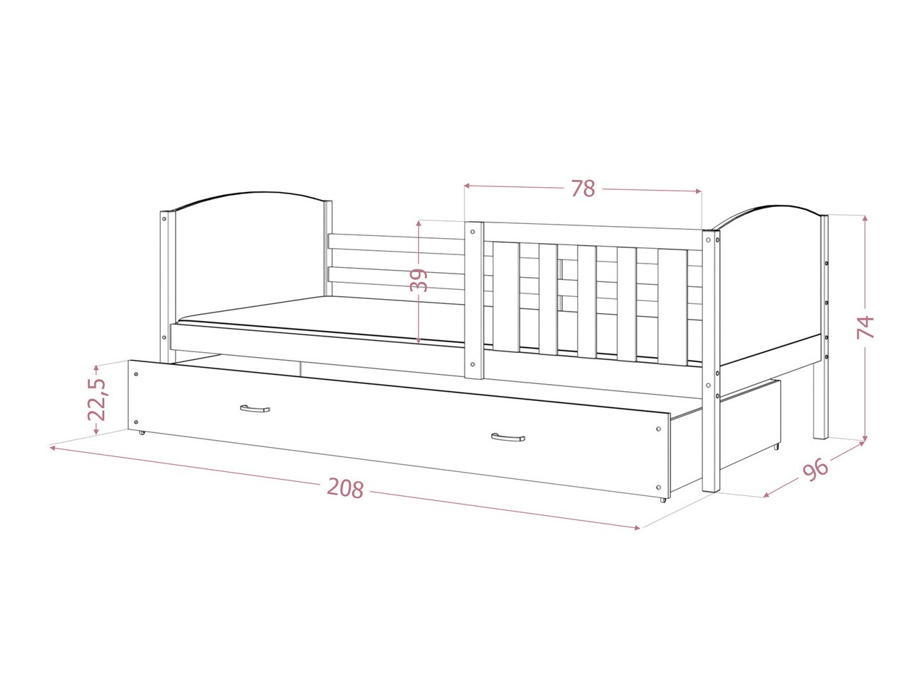 Кровать Aurora 131 (Серый)
