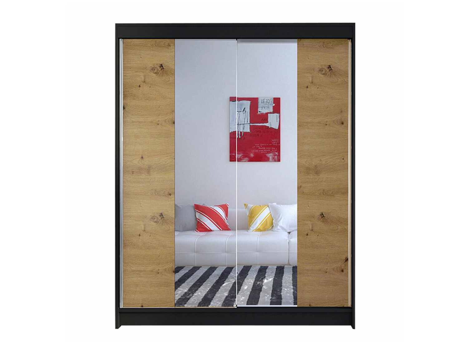 Skapis Closico 141 (Melns + Artisan ozols)