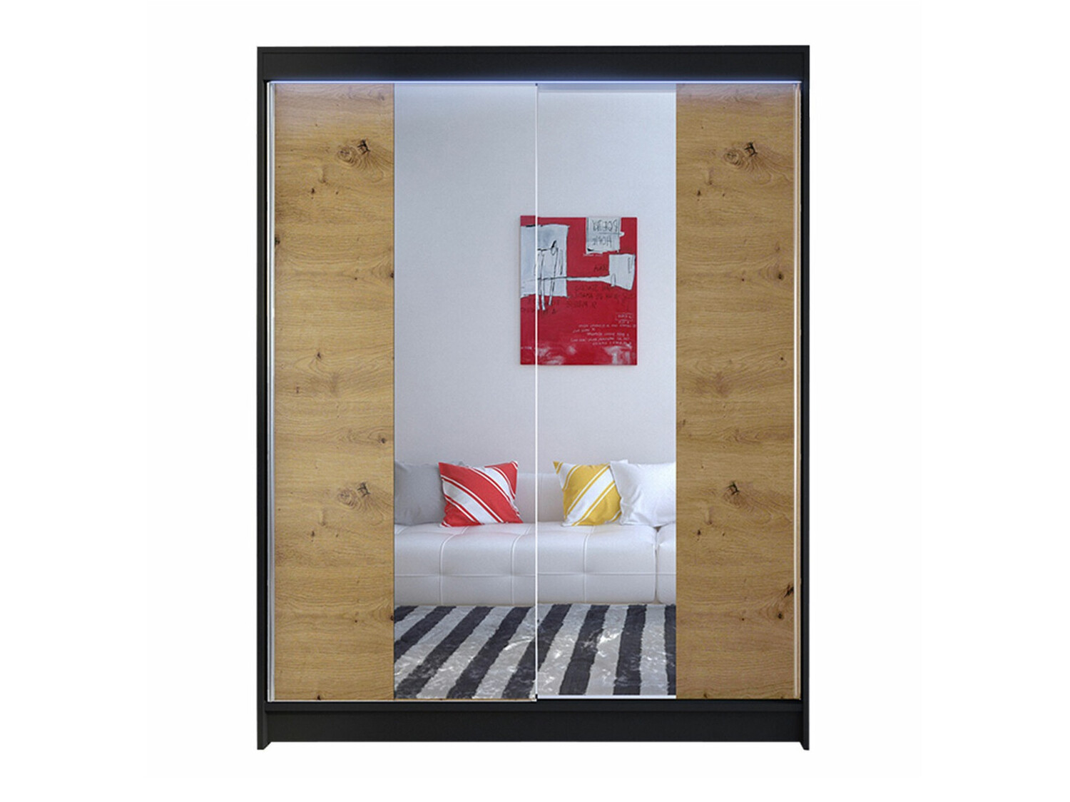 Skapis Closico Vastor II (Melns + Artisan ozols)