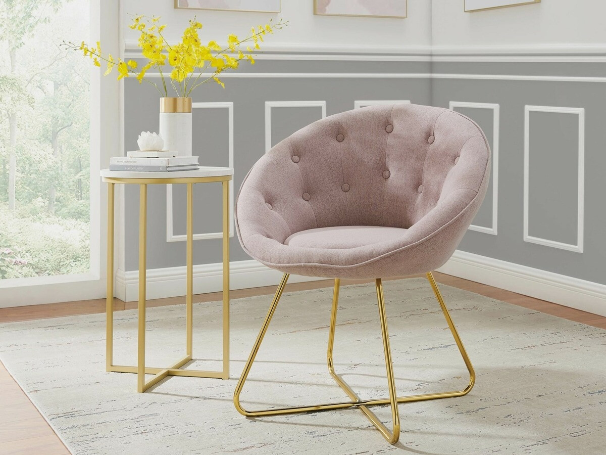 Кресло Denton 416 (Светло-розовый + Золотой)