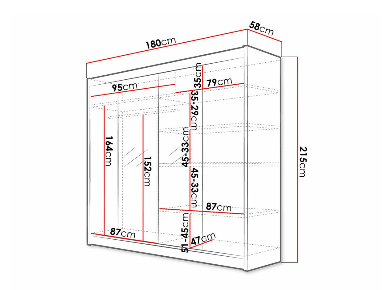 Skapis Closico 138 (Melns + Artisan ozols)