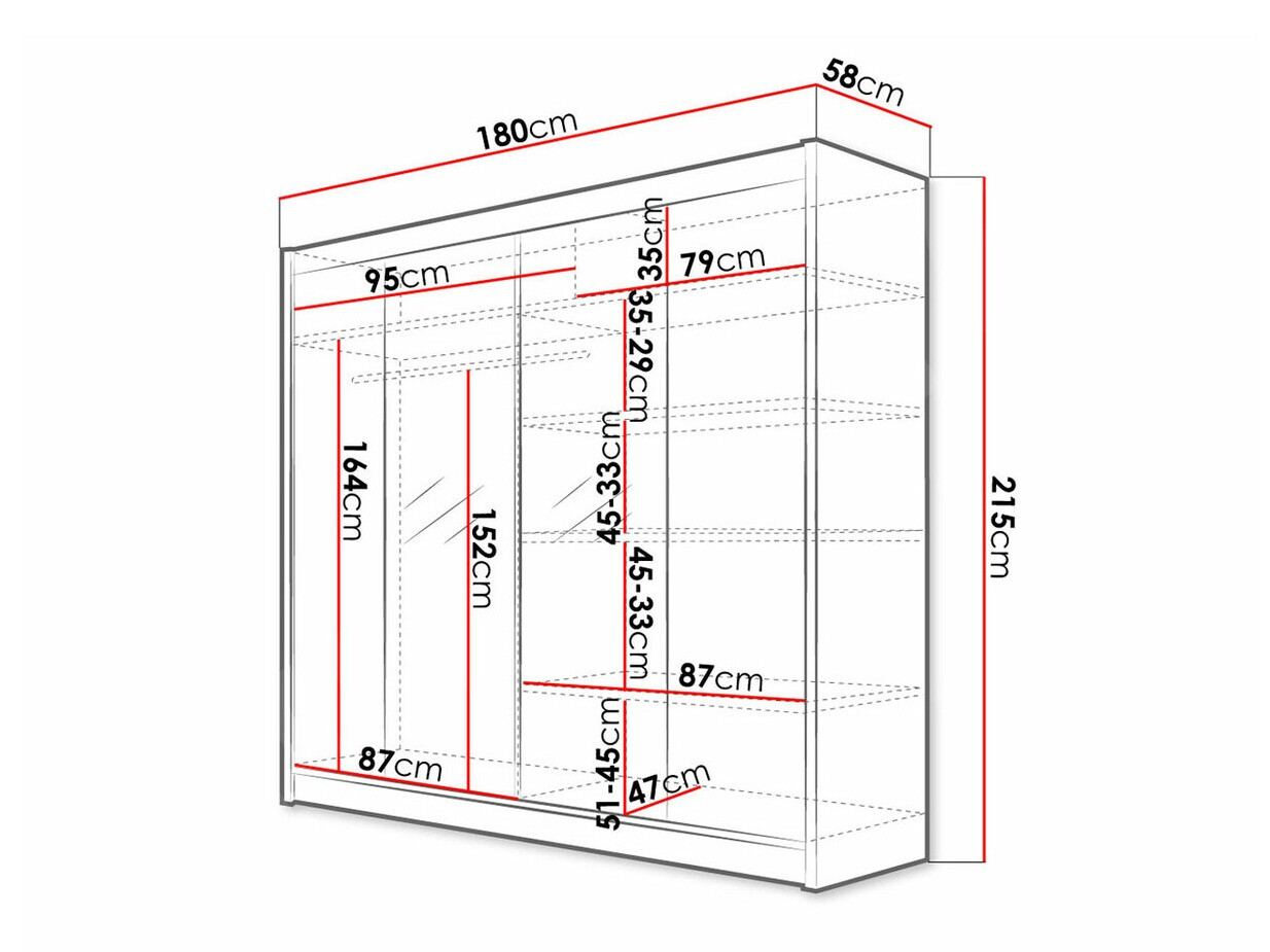 Skapis Closico 138 (Melns + Artisan ozols)