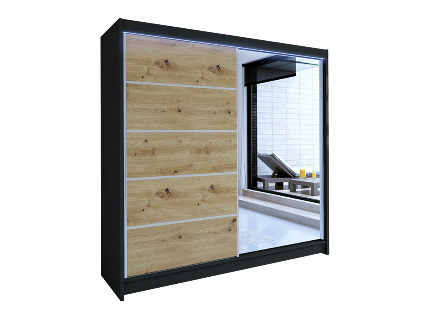 Skapis Closico 142 (Melns + Artisan ozols)