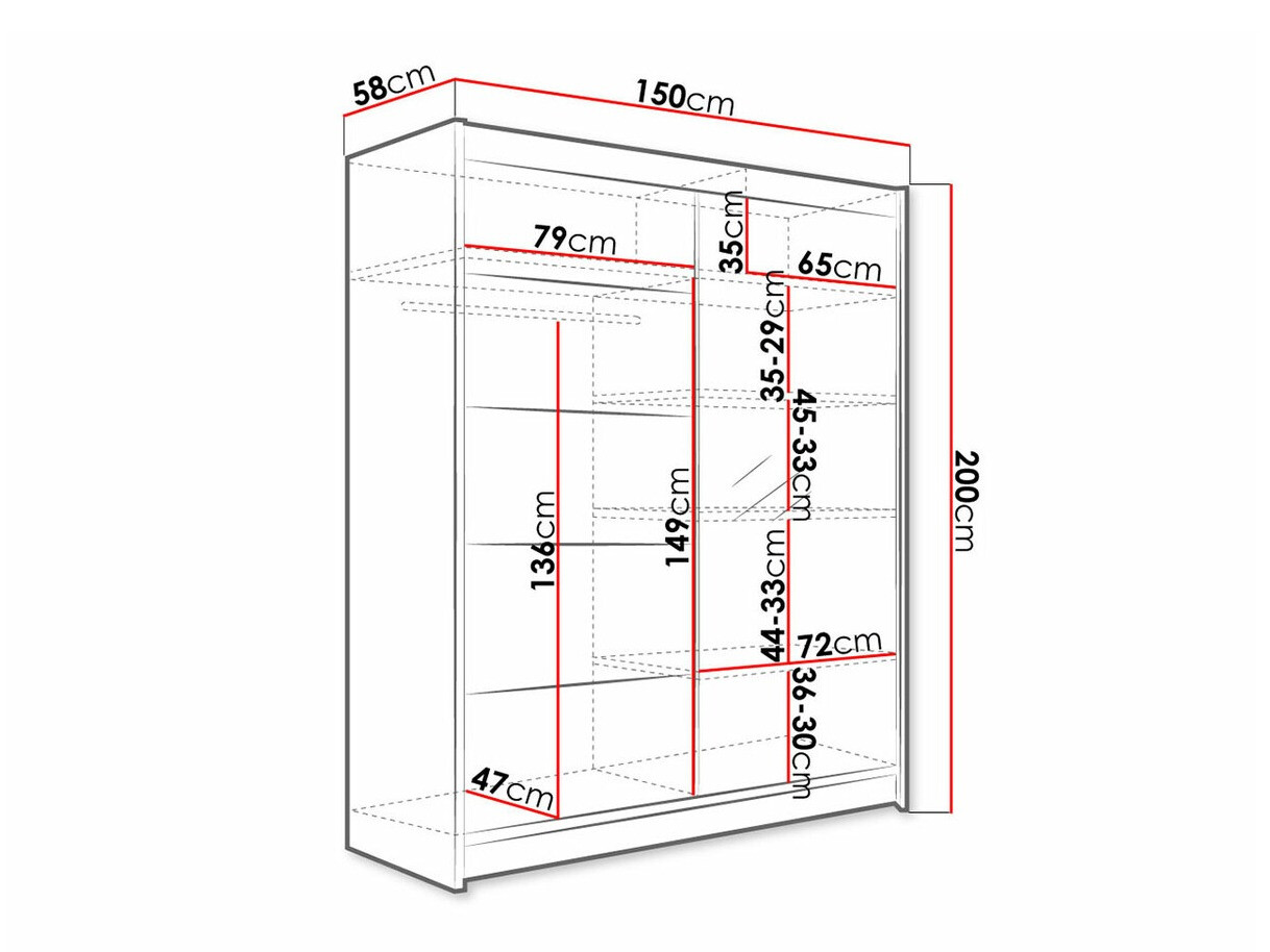 Skapis Closico 143 (Balts + Artisan ozols)