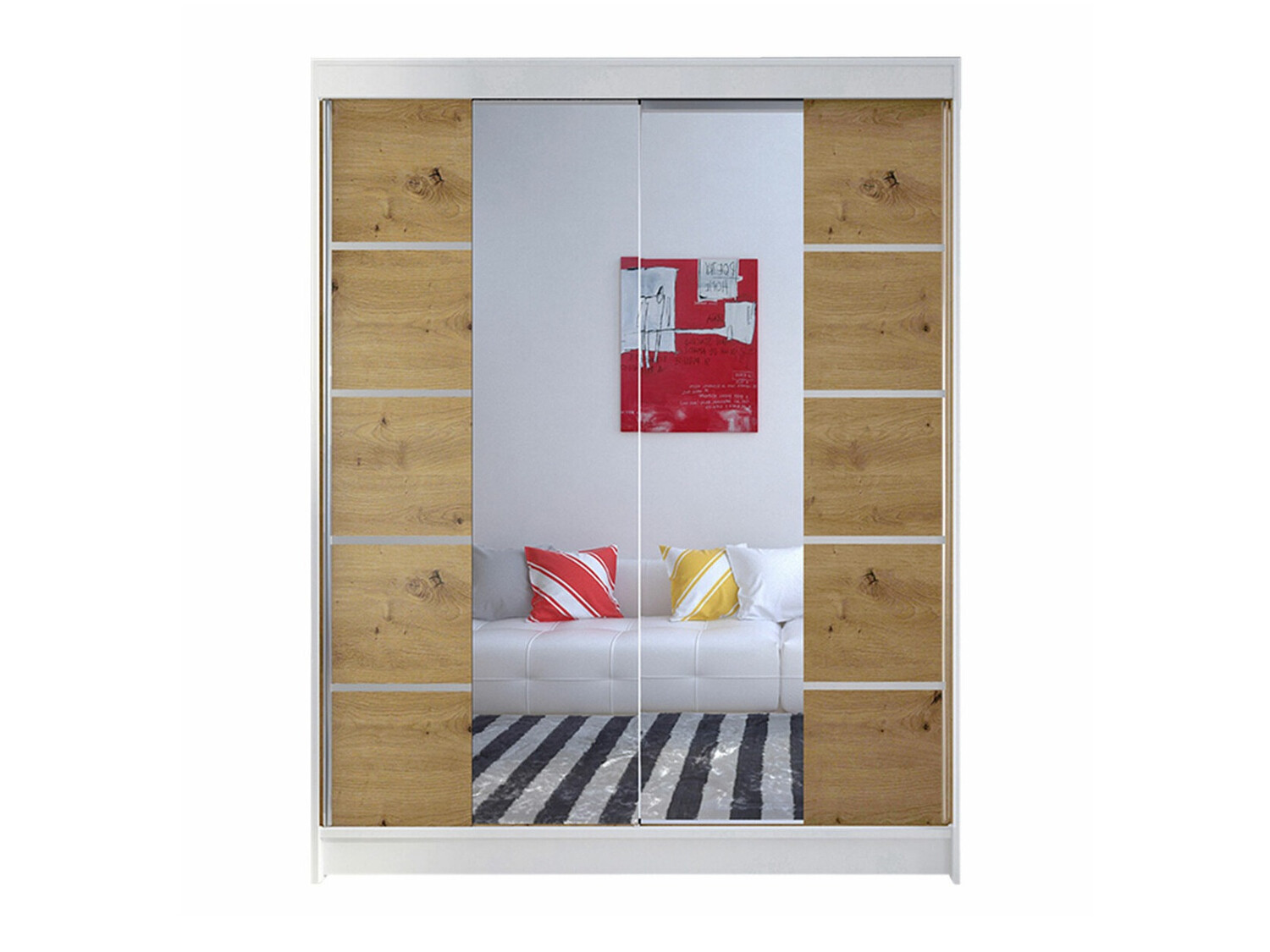 Skapis Closico 146 (Balts + Artisan ozols)