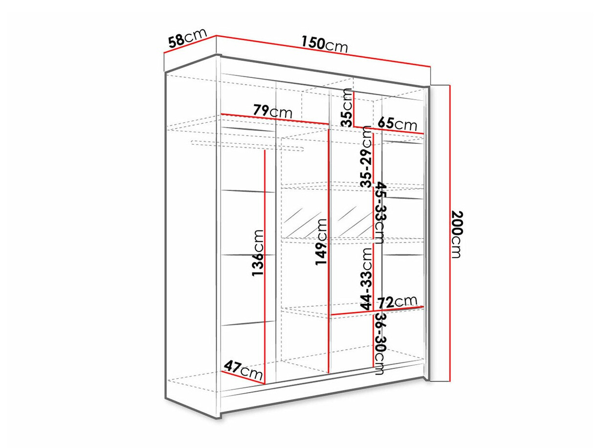 Skapis Closico 146 (Balts + Artisan ozols)