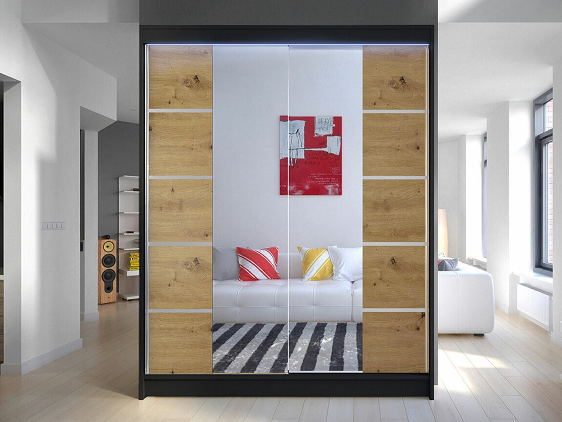 Skapis Closico 146 (Melns + Artisan ozols)