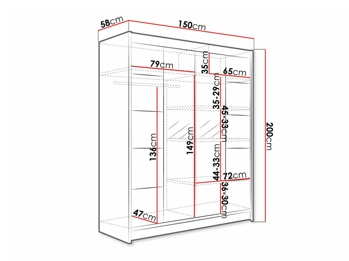 Skapis Closico 146 (Melns + Artisan ozols)