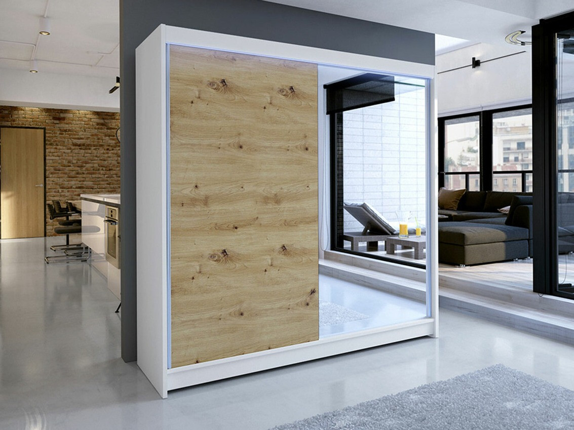 Skapis Closico Cavaris I (Balts + Artisan ozols)