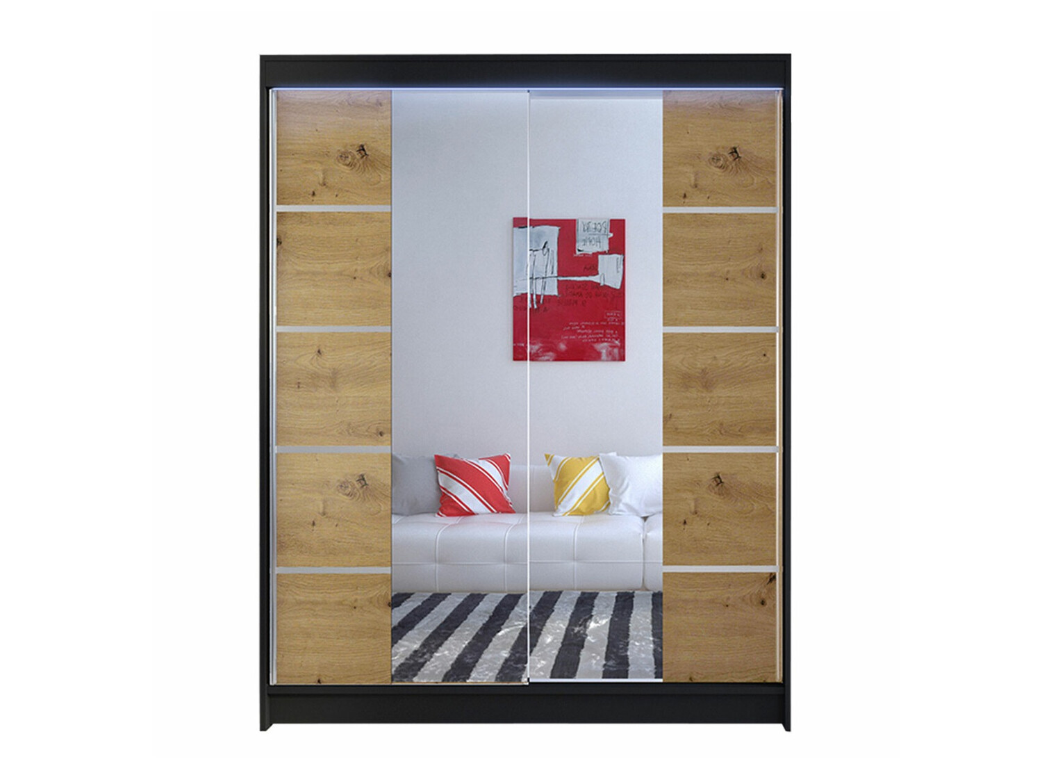 Skapis Closico Vastor V (Melns + Artisan ozols)