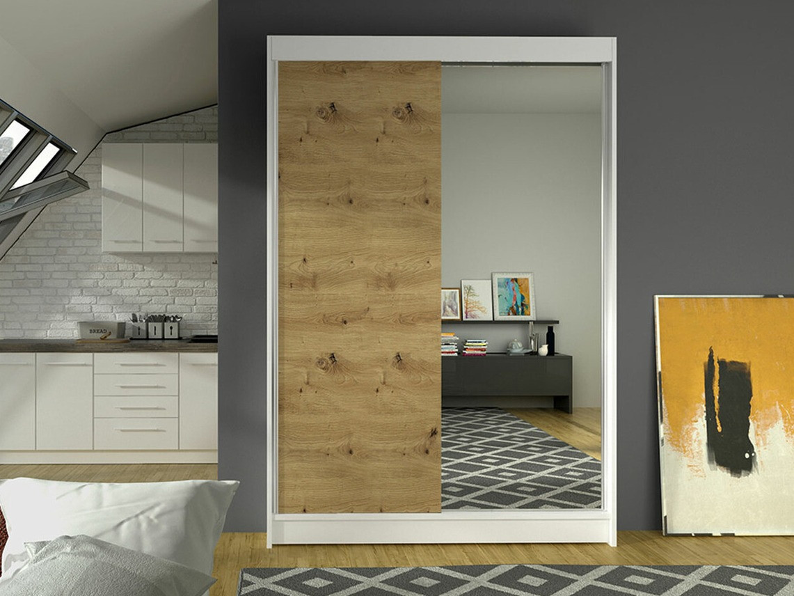 Skapis Closico 147 (Balts + Artisan ozols)