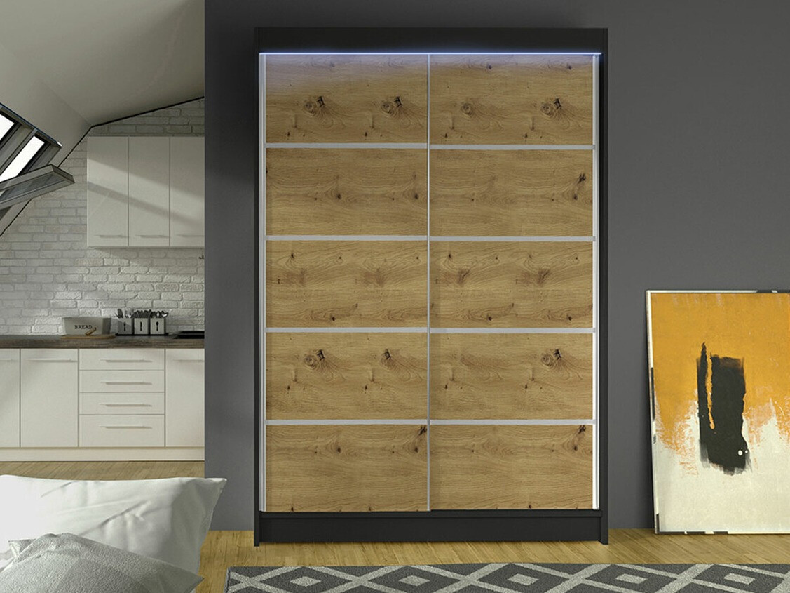 Skapis Closico 150 (Melns + Artisan ozols)