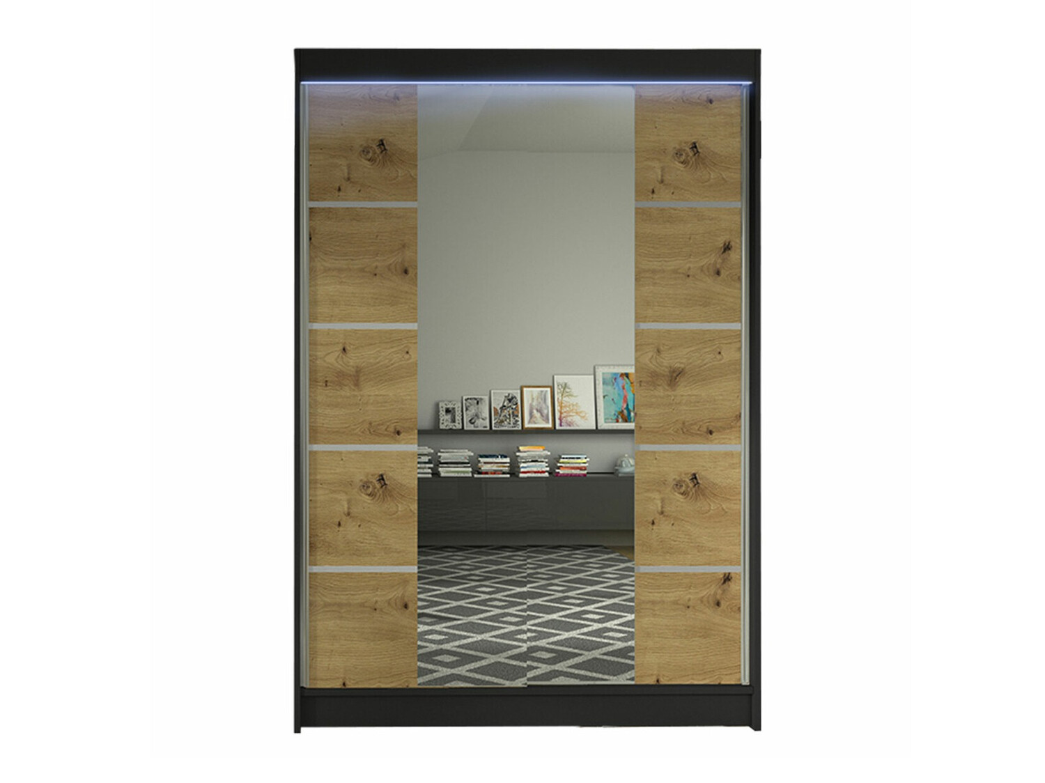 Skapis Closico 151 (Melns + Artisan ozols)