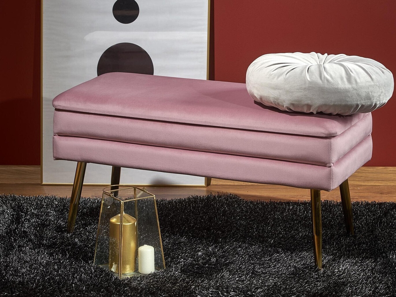 Mīkstais sols Houston 1255 (Tumši rozā + Zelta)