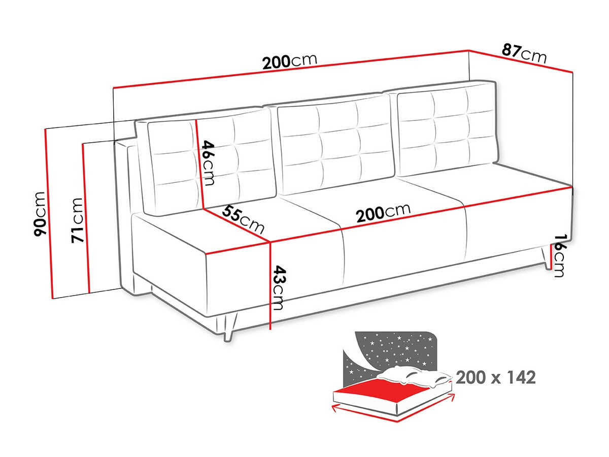 Dīvāns gulta Columbus 140